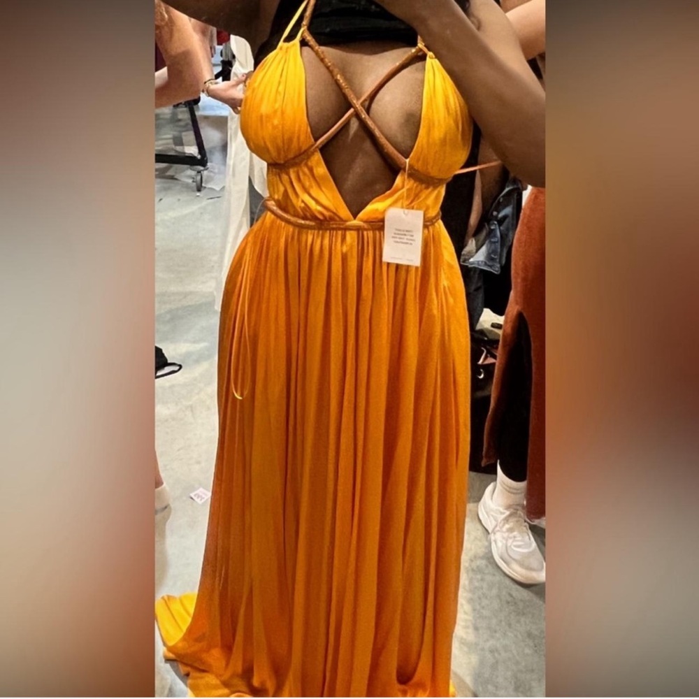 Cult Gaia Gold Silk Dress